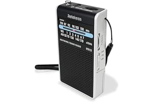 Retekess PR15 Pocket NOAA Weather Radio, AM FM Emergency Weather Radio Portable, Little Transistor Radios Powered by AAA Battery for Walking, Camping (Silver Black)