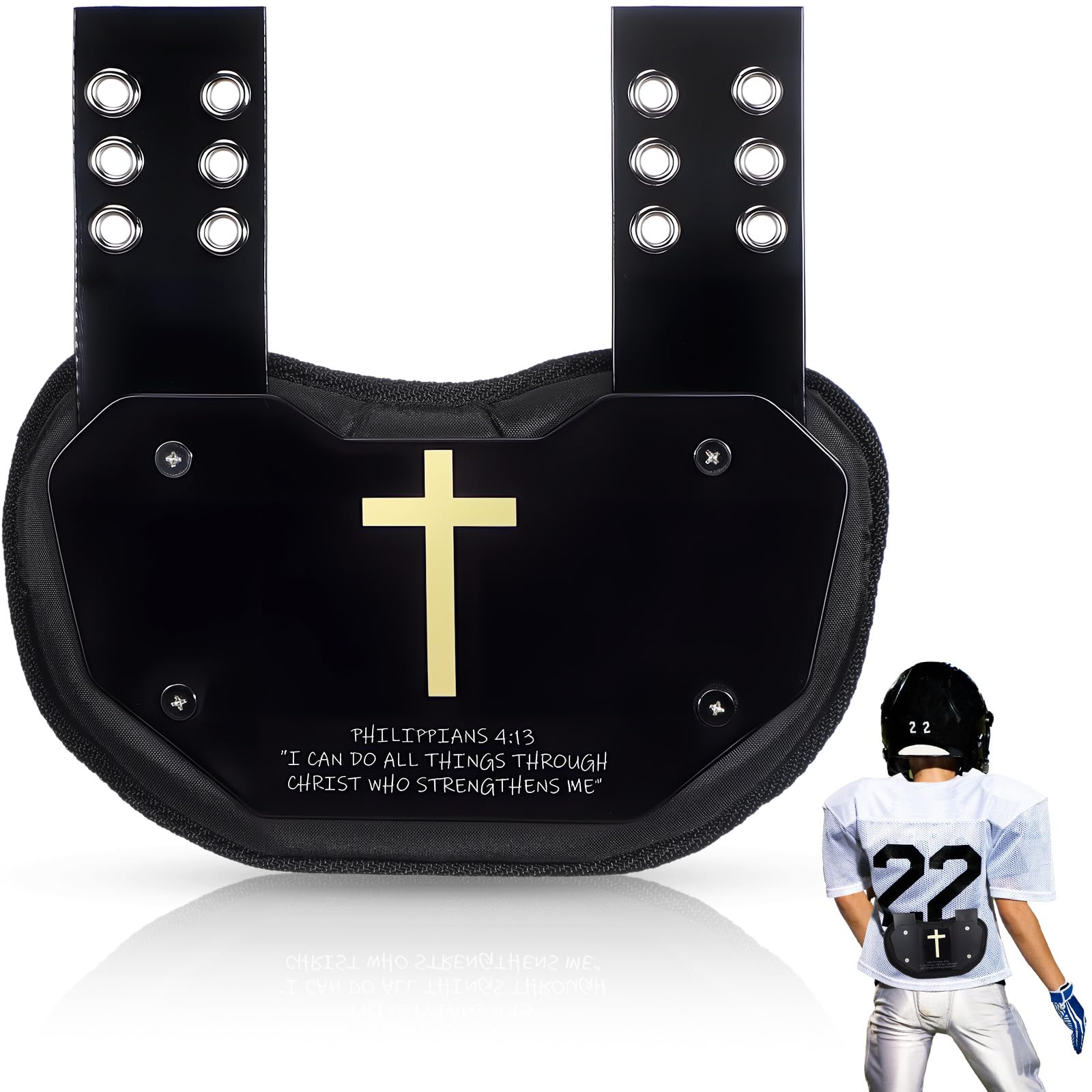 Photo 1 of Civaner Football Back Plate Sport Lower Back Pads for Football Players Rear Protector for Youth(Cross Style)