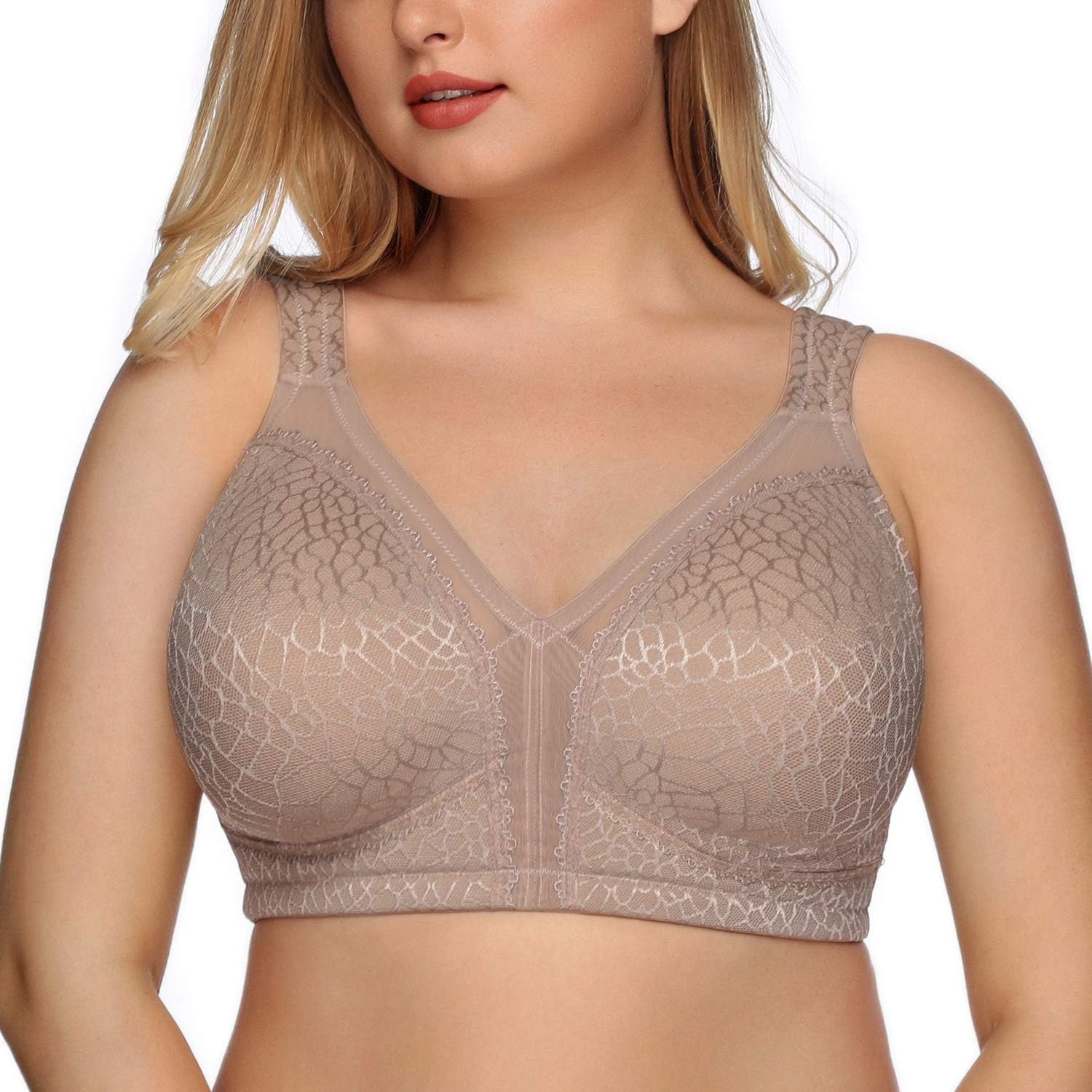 DotVol Women's Full Figure Minimizer Bras Comfort Large Busts Wirefree Non Padded Plus Size Bra