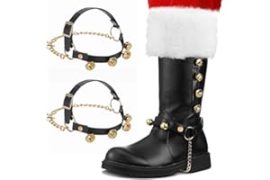 Asisca 2pcs Christmas Santa Claus Boots Brass Bells, Antique Brass Bells for Black Santa Claus Boots and Halloween Christmas Costume Accessories