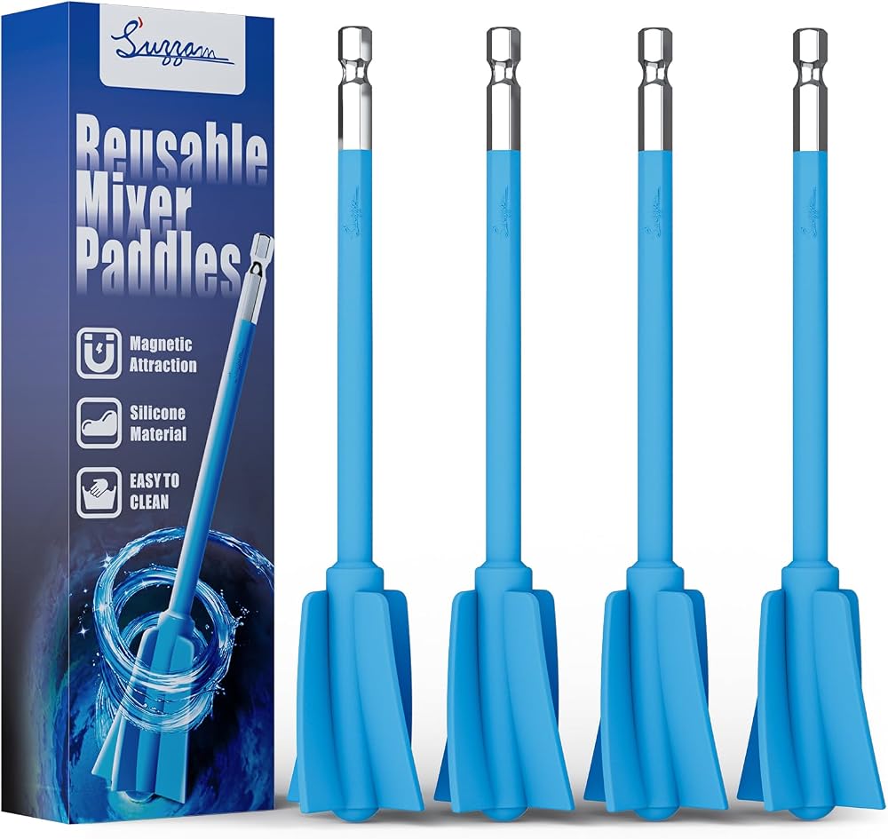 Suzzam Silicone Resin Mixing Paddle 4pc for 1/4 Drill Epoxy Stirrer