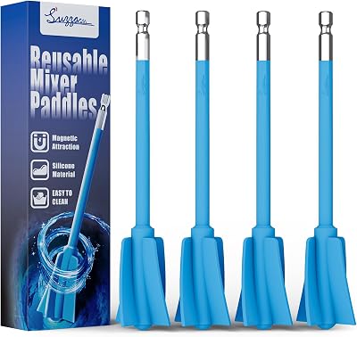 Suzzam Silicone Resin Mixing Paddle 4pc for 1/4 Drill Epoxy Stirrer