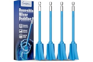 Suzzam Silicone Resin Mixer Paddles, 4 pcs Epoxy Mixer for Drill - Paint Stirrer for Drill, Easy to Clean & Reusable, 1/4" Drill Epoxy Mixer Attachment