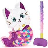 WERNNSAI Cat Pi&ntilde;ata - Kitten Mermaid Birthday Party Decorations for Girls | Mermaid Pi&ntilde;ata with Blindfold and Bat, Under the Sea Birthday Party Supplies, Kids Summer Party Game Set
