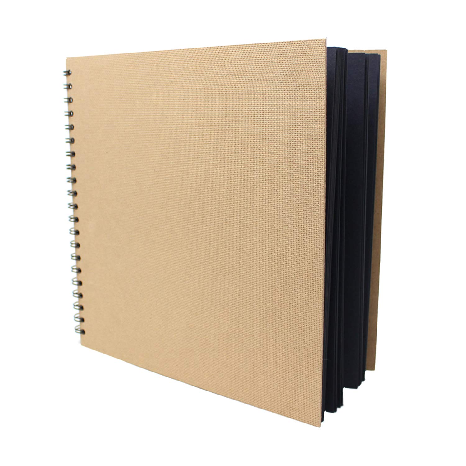 Artway Enviro – Spiral Bound Square Black Card Sketchbook – 285mm - 60 Sides/30 Pages of Recycled 270gsm Black Card – 100% Recycled Sketchbook / Scrapbook
