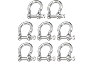 PATIKIL Screw Pin Shackle 3.9mm 1/8" 220lb, 8Pcs 316 Stainless Steel Forged Bow Shackle Marine Grade for Chains Wire Rope Out