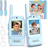 Video Walkie Talkies for Kids, 2 Pack Facetime Walkie Talkies with HD Camera & Voice Changer for Boys Girls for Family Games, Indoor, Outside, Hiking Christmas Birthday Toys Gift Ages 3-12 (Blue)