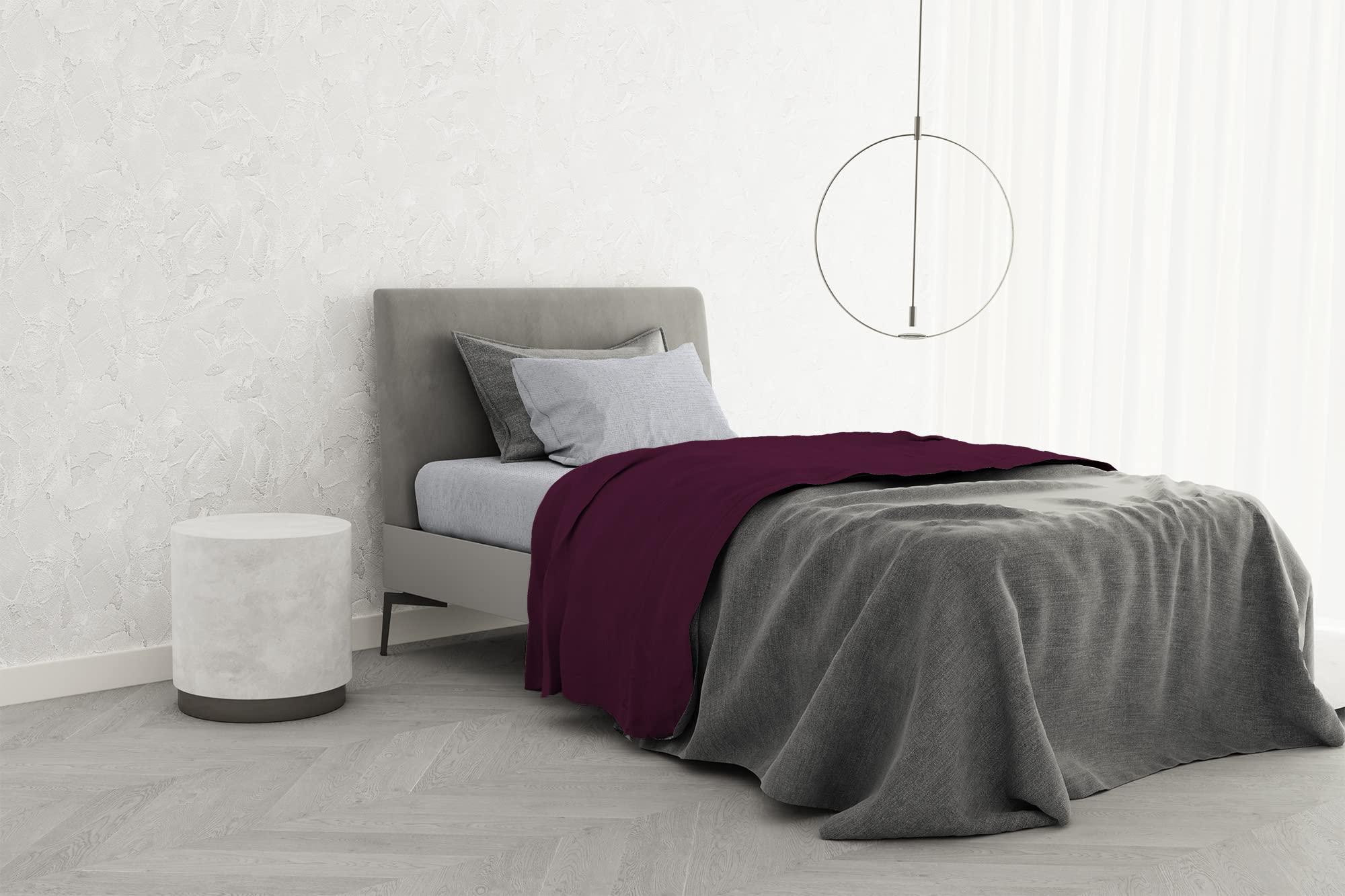 B-CL-TC-1P-01-prug Italian Bed Linen TRENDY CHIC 100% Cotton Bedding Set, Single, Plum — image 1