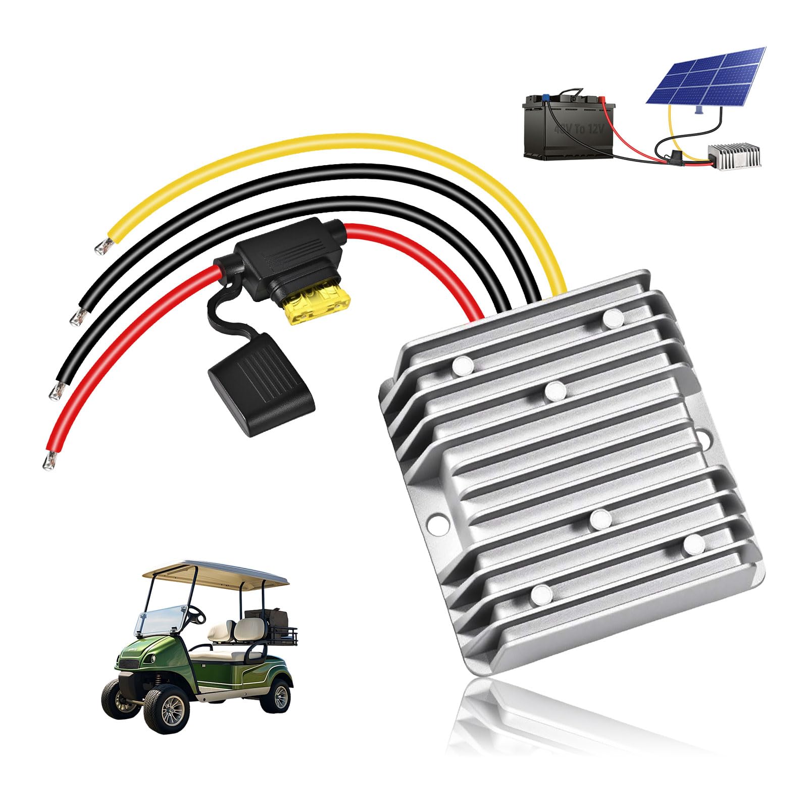 Photo 1 of ikkwmei 36V 48V to 12V Converter 20A 240W DC-DC Step Down, 48V to 12V Converter Golf Cart Voltage Regulator with Fuse Professional Waterproof Voltage Reducer for Golf Cart Club Car LED Lights