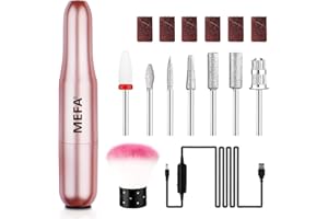 MEFA 16 PCS Kit Electric Nail Drill with Bits & Dust Brush, 20000RPM Portable Professional Electric Nail File, Manicure Pedicure Nail Set Efile Nail Drill for Home Salon