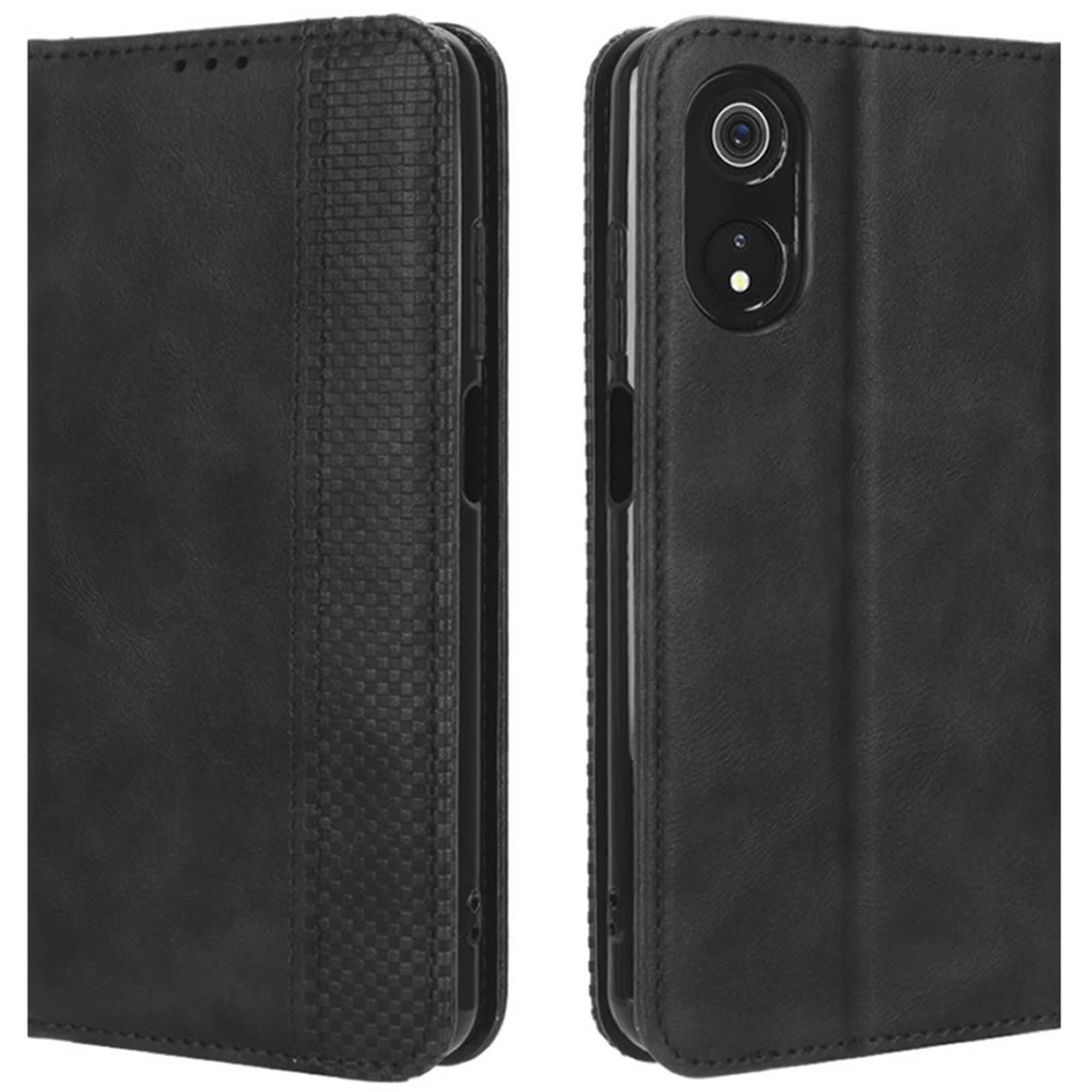 HualuBro Cubot P60 Case, Retro PU Leather Magnetic Full Body Shockproof Stand Flip Wallet Case Cover with Card Holder for Cubot P60 Phone Case (Black)