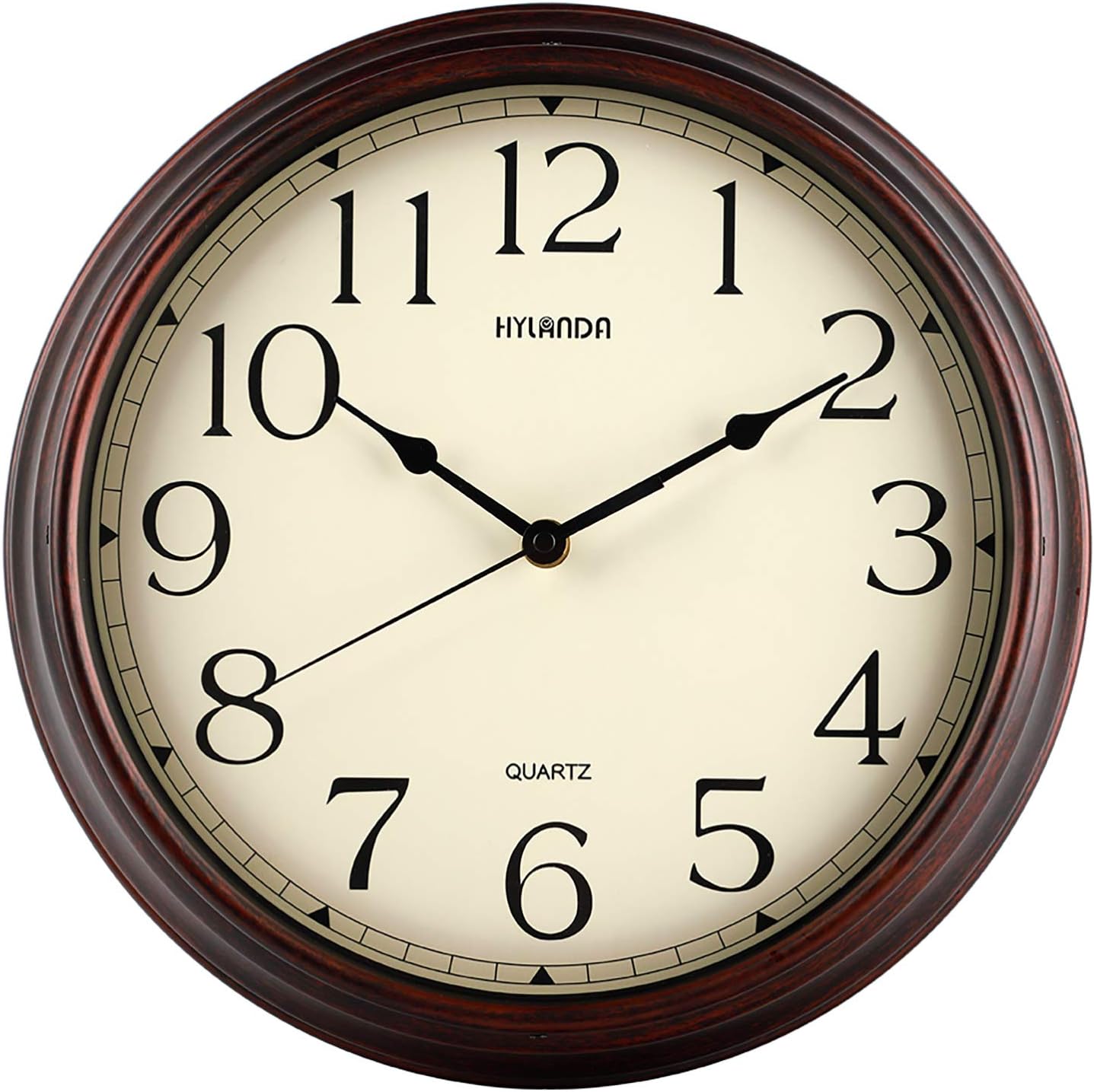 HYLANDA Wall Clock, 12 Inch Vintage Retro Silent Quality Wall Clocks Battery Operated Non-Ticking, Round Decorative Kitchen Home Office Bedroom Living Room(Bronze)