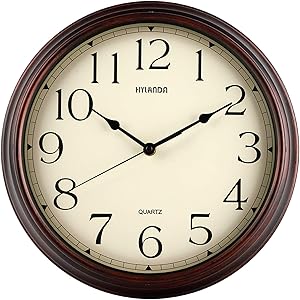 HYLANDA Wall Clock, 12 Inch Vintage Retro Silent Quality Wall Clocks Battery Operated Non-Ticking, Round Decorative Kitchen Home Office Bedroom Living Room(Bronze)