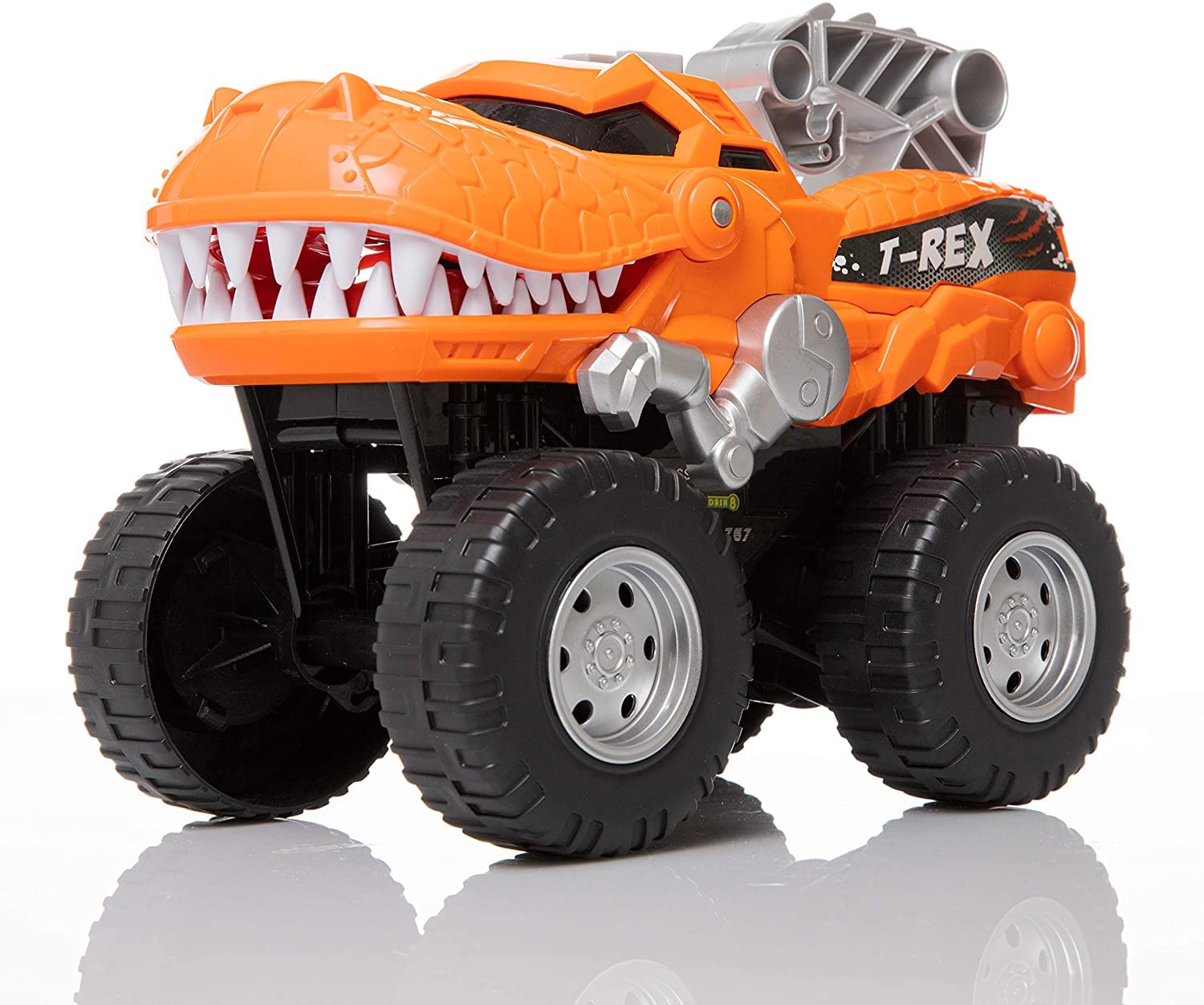 Photo 1 of Dazmers Dino Monster Truck - Motorized T-Rex Monster Truck for Kids 3 Years and Up - Roars and Lights Up - Big Dinosaur Truck Toy - Durable 10" Long Monster Truck for 3 Year Old Boys