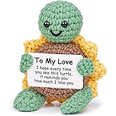 Glydein I Love You Gifts for Him Her, Handmade Crochet Turtle with Sunflower Shell, Cute Girlfriend Boyfriend Gift for Anniversary Valentines Christmas