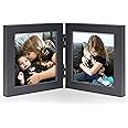 JD Concept Double 4x4 Square Combo, Black Wood Picture Frame, 3.5x3.5 Opening Foldable Photo Frame on Table-top or Wall