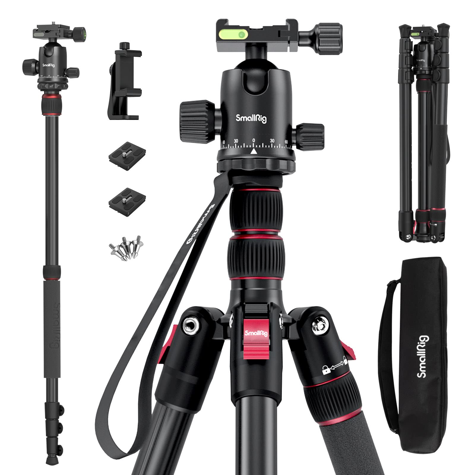 Mua SmallRig CT20 Camera Tripod, 78" Foldable Aluminum Tripod & Monopod, 360°Ball Head