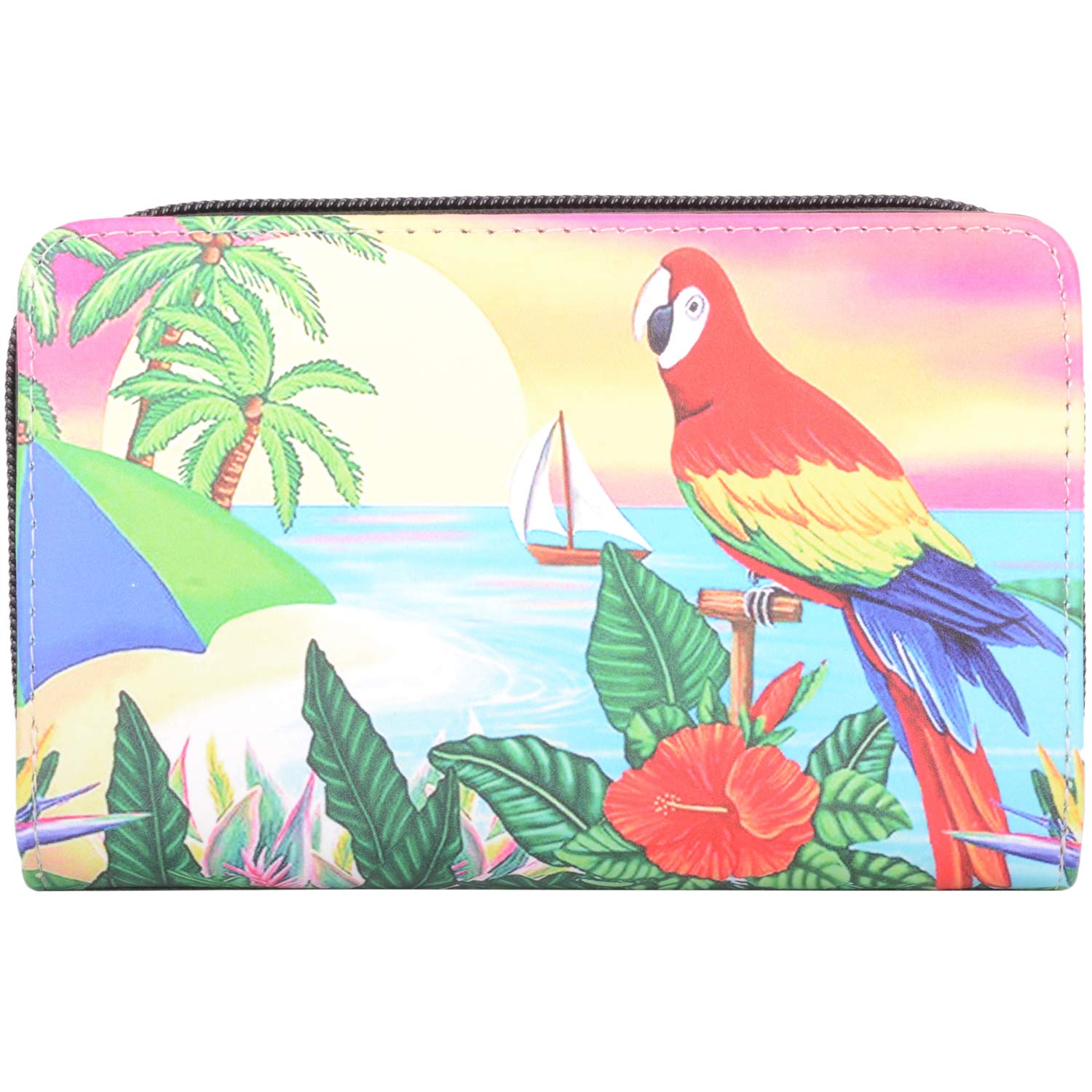 Valita Womens Medium Faux Leather RFID Protected Money Credit Card Animal Purse - Parrot