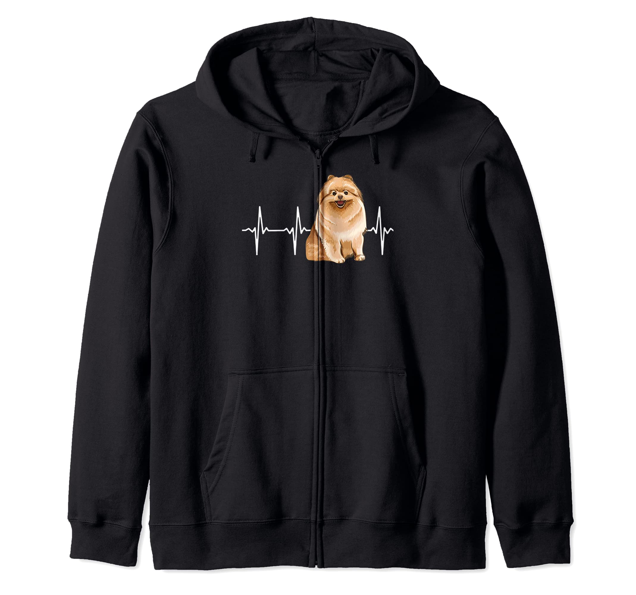 Pomeranian Heartbeat Dog Lover Zip Hoodie