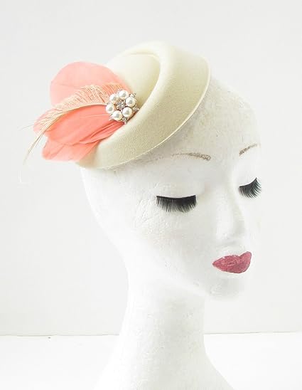 coral pillbox hat