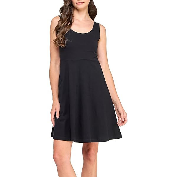Fair Indigo Women's 100% Organic Pima Cotton Ballet Neck Dress (S, Black)  at Amazon Women's Clothing store