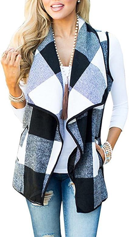 womens plaid vest cardigan