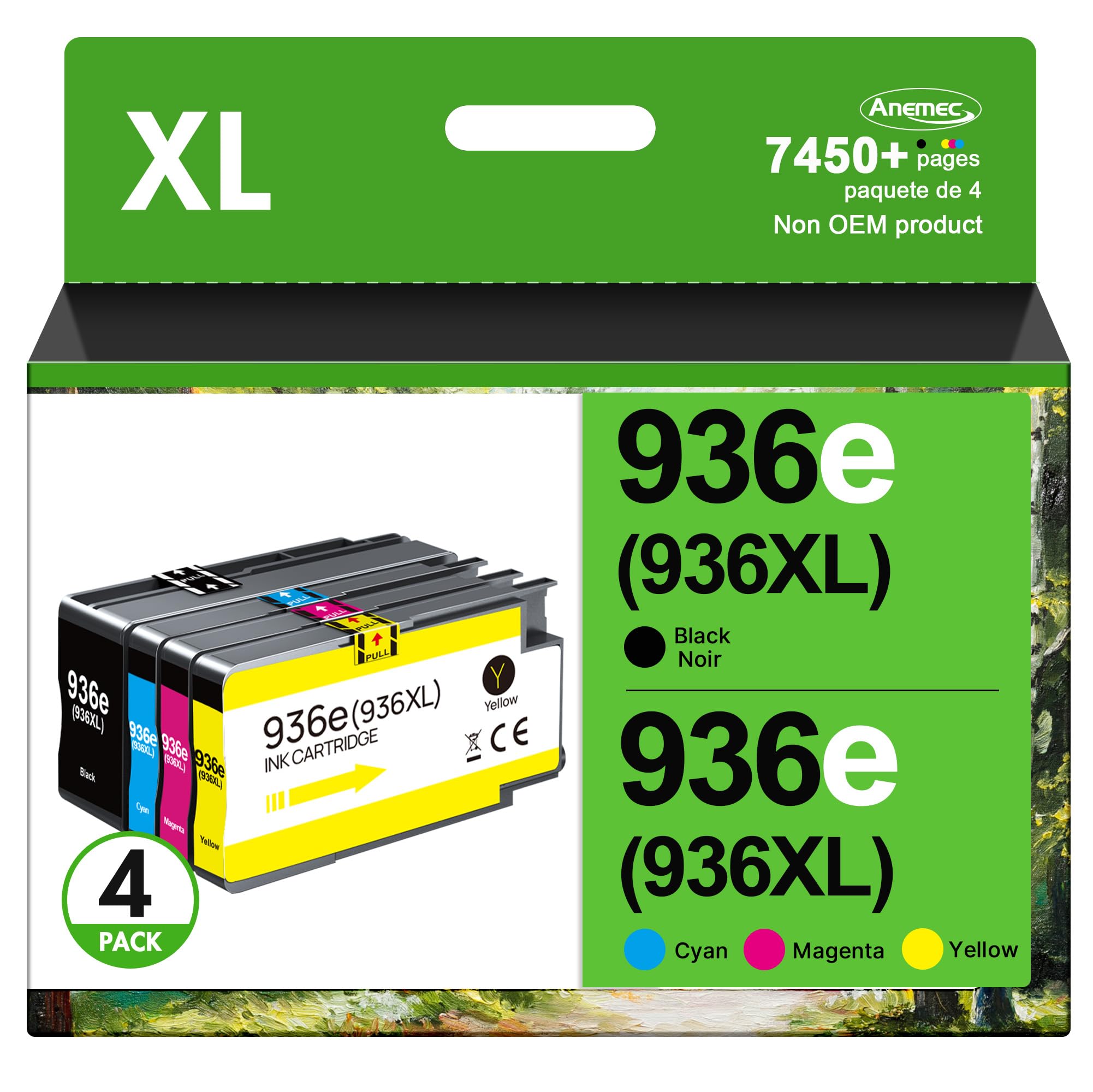 Photo 1 of 936XL 936e for HP 936 Ink Cartridges Combo Pack Replacement for HP 936 Ink Cartridges High Yield Work for HP Officejet Pro 9125e 9135e 9720e 9730e 9120e 9130e 9130b Printers, 4 Pack 6C3Z5LN