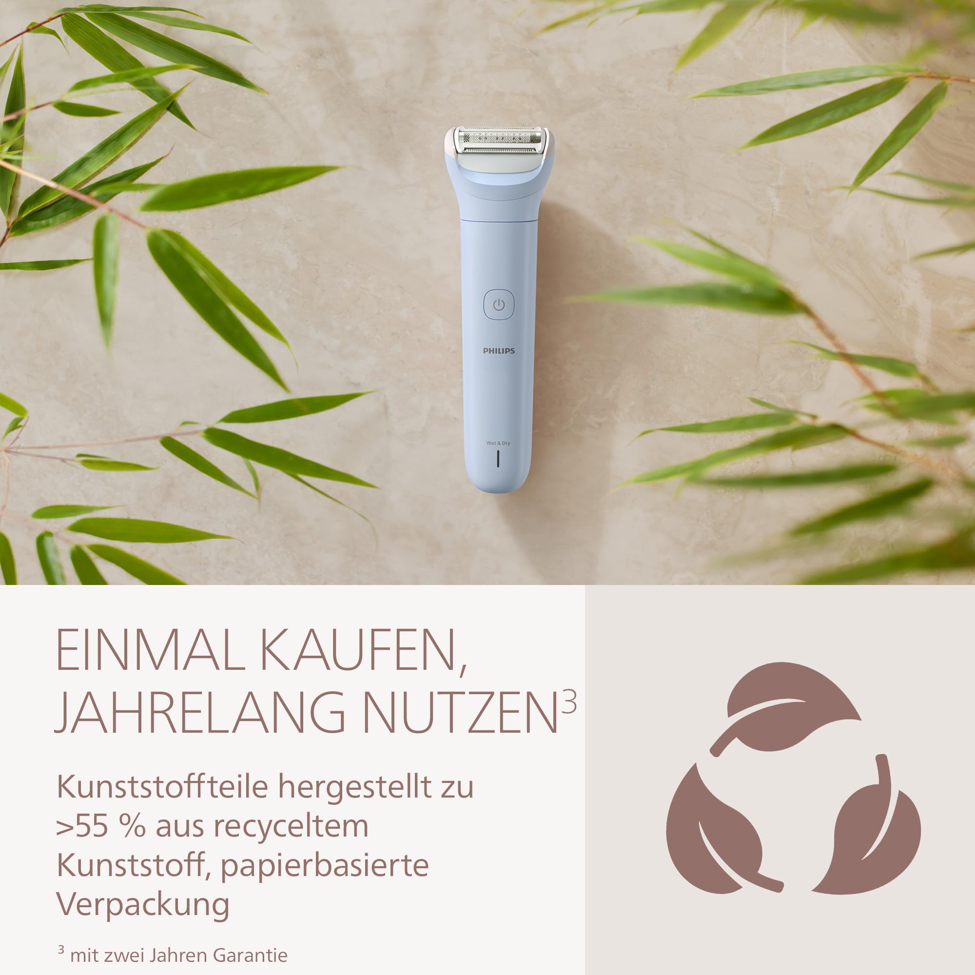 Philips Lady Shaver Series 6000 - kabelloser elektrischer Rasierer für die Nass- und Trockenrasur, 3-Klingen-Rasursystem, für Beine und Körper, 80 Min. Laufzeit, Modell BRL127/00 9