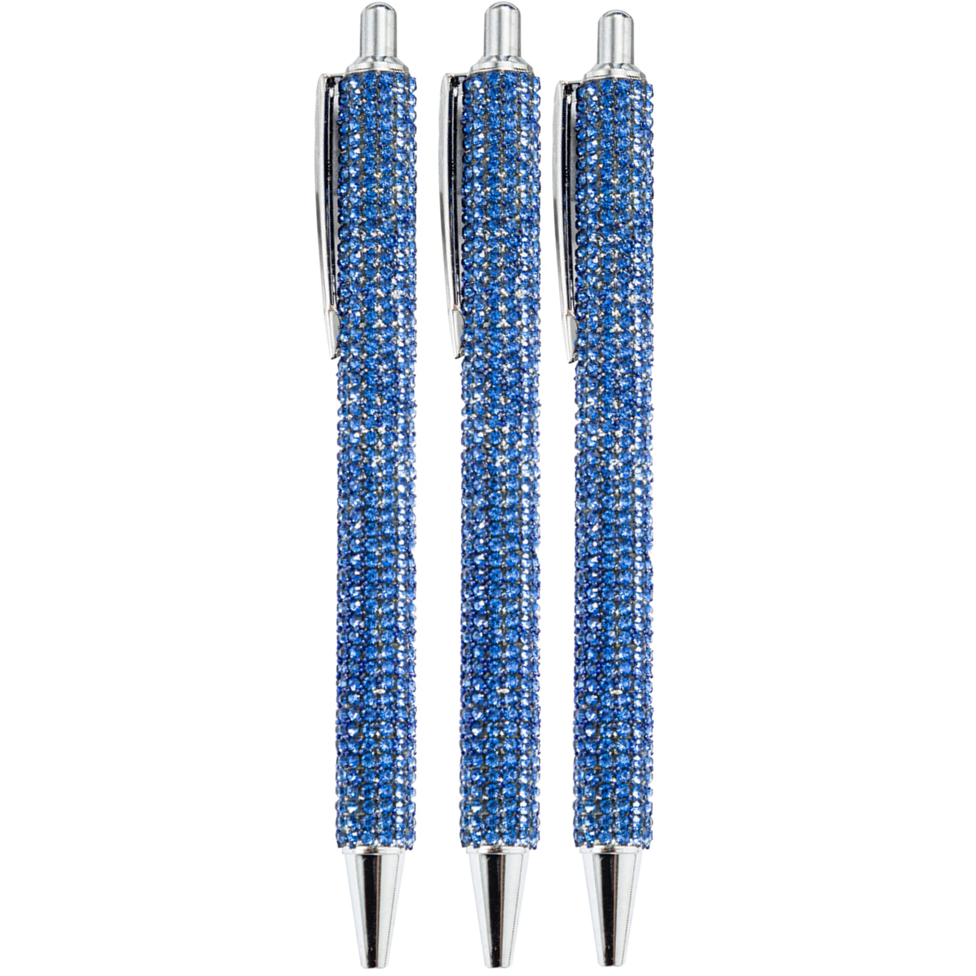 LA HUATE 3pcs Bling Crystal Diamond Pens Metal Ballpoint Pens 0.7MM Black Ink Refill Click Pens Business Wedding School Office Supplies