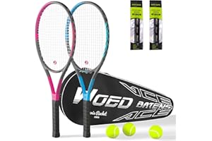 WOED BATENS Pro Tennis Racket for Adults, 2 Player 27 inch Speed Tennis Racquet Acceptable for Beginner and Professional with 3 Tennis Balls, 2 Vibration Dampes, 2 Overgrips, Tennis Bag