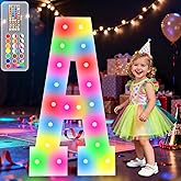 4FT Marquee Light Up Letters, 34 Colors Changing Marquee Letters with Remote,Weighted Water Bag, Big Letters A for Party Wedding Graduation Birthday Decorations
