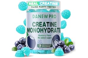 DANEW Pro Creatine Monohydrate Gummies 5000mg for Men & Women, Creatine Monohydrate for Muscle Strength, Muscle Builder, Energy Boost, Pre-Workout Supplement(120 Count)-Blueberry Flavor