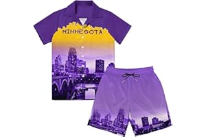 CT4JESY Custom Football Cuban Neck Shirt Shorts Set City Night Skyline Hawaii Short Sleeve Suit for Men Apparel Outfit Shirt Gifts