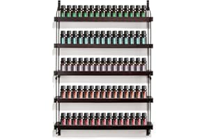 THYGIFTREE Wall Mounted Wooden Essential Oil Storage Rack - 5 Tiers Holds 75 Bottles, Display Shelf and Organizer for 5/10/15