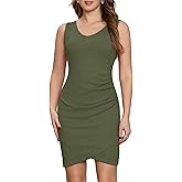 Aphratti Women's Cute Casual Summer Ribbed Tank Dresses Short V Neck Bodycon Sleeveless Mini Dress