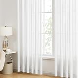 Deconovo White Net Curtains Eyelet 2 Panels 55 x 63 in Linen Sheer Voile view 4