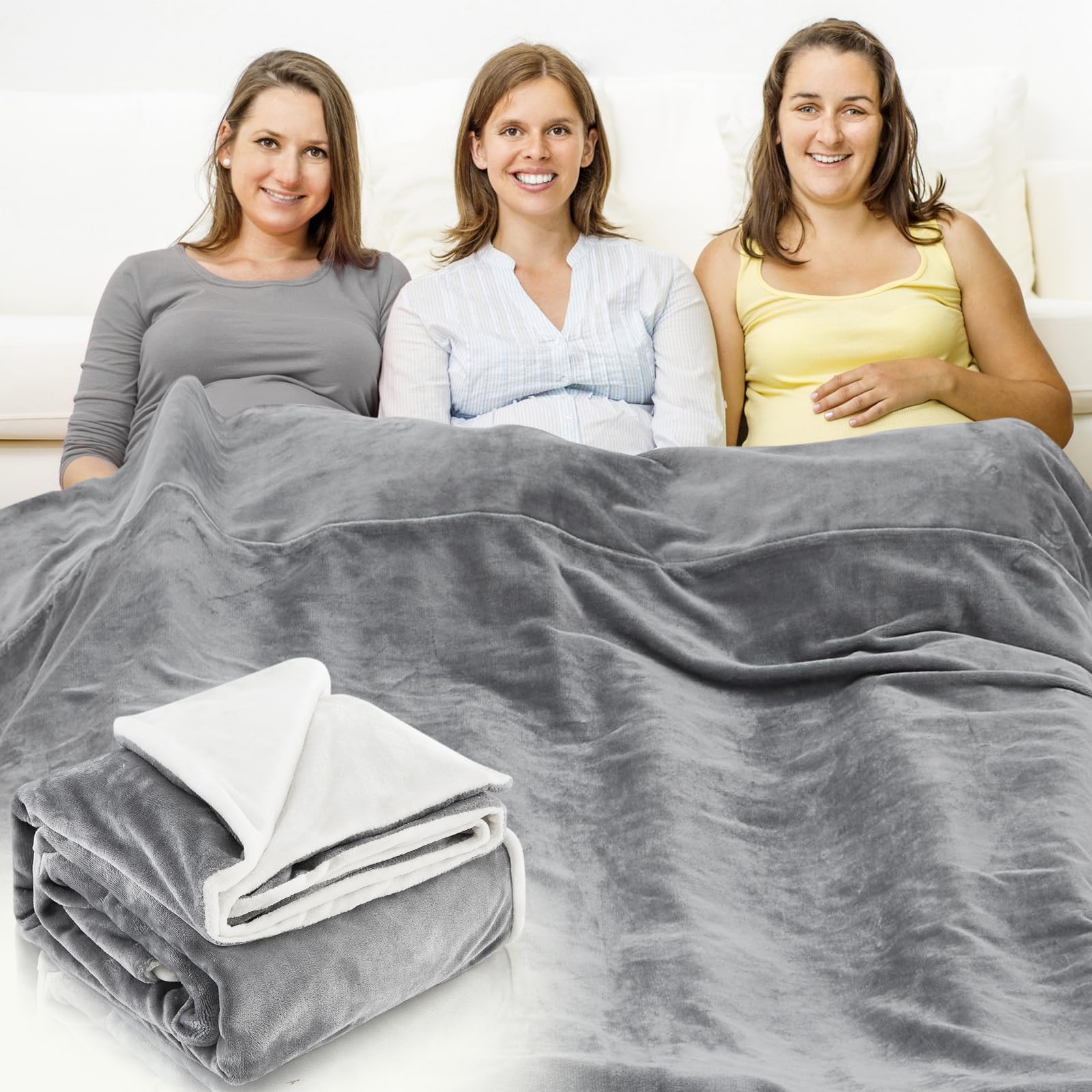 Photo 1 of Preboun 86.6 x 86.6 Inch Large Faraday Blanket for Protection Pregnant Babies, Emf Blocker Blanket for 5 g, Bluetooth, Phone Towers, Two Sides Using for Beds Couches Travel (Flannel, Grey)