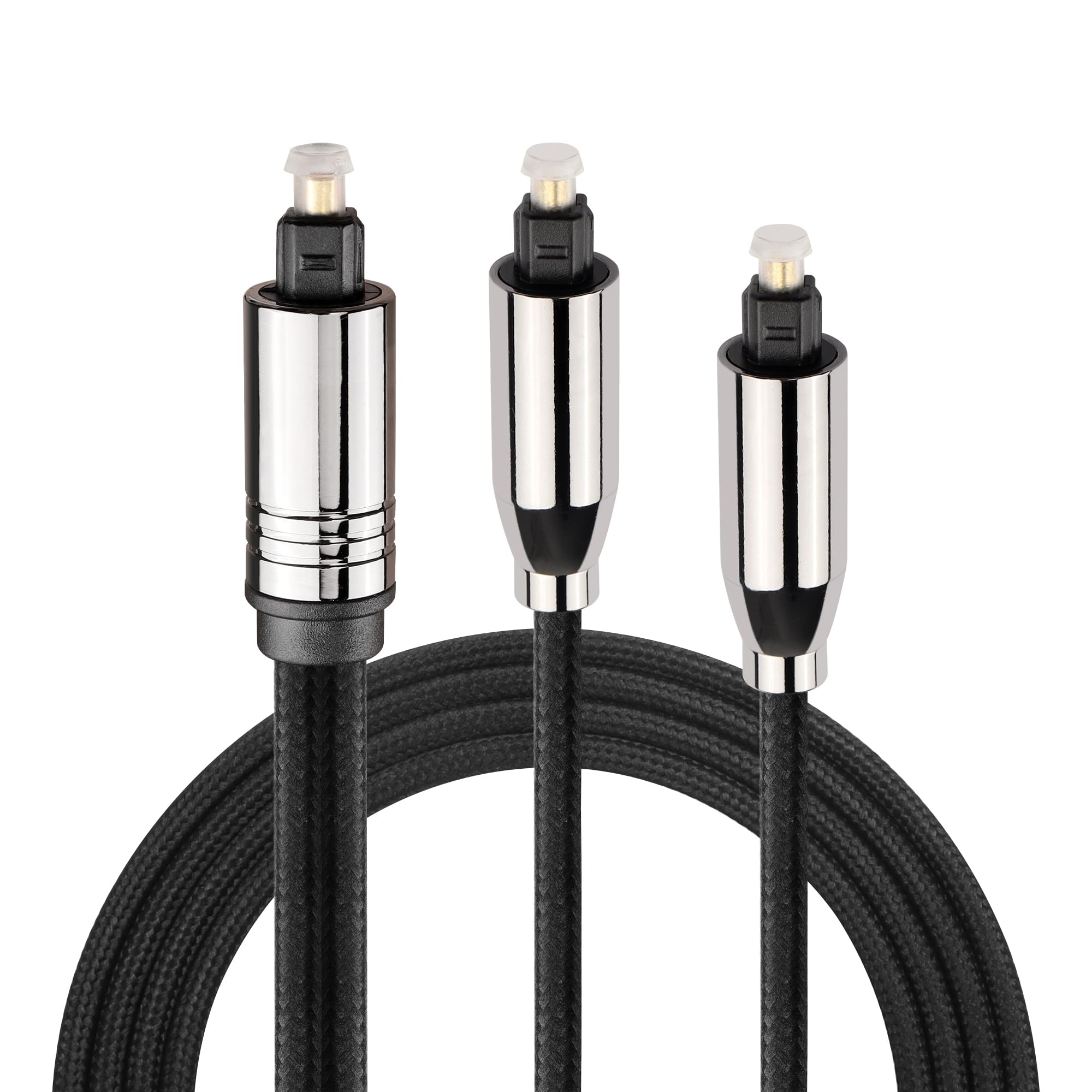 GINTOOYUN Toslink Optical Audio Splitter Cable 24K Gold Plated Plug 1 to 2 Fiber Optic Audio Cables for Televisions, Amplifiers,DVDs,Blu Ray Players,etc