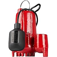 Red Lion RL-SC50T 115-Volt, 1/2 HP, 4300 GPH Cast Iron Sump Pump with Tethered Float Switch, 10-Ft. Cord, Red, 14942746