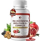 Triple-Strength Urolithin A+ Complex for Cellular Health, Function & Well-Being | Concentrated Pre-Fermented Urolithin A+ Plus Wormwood, Psyllium Husk & DGL for Gut Support–Plant Based, GMP, 120 Count