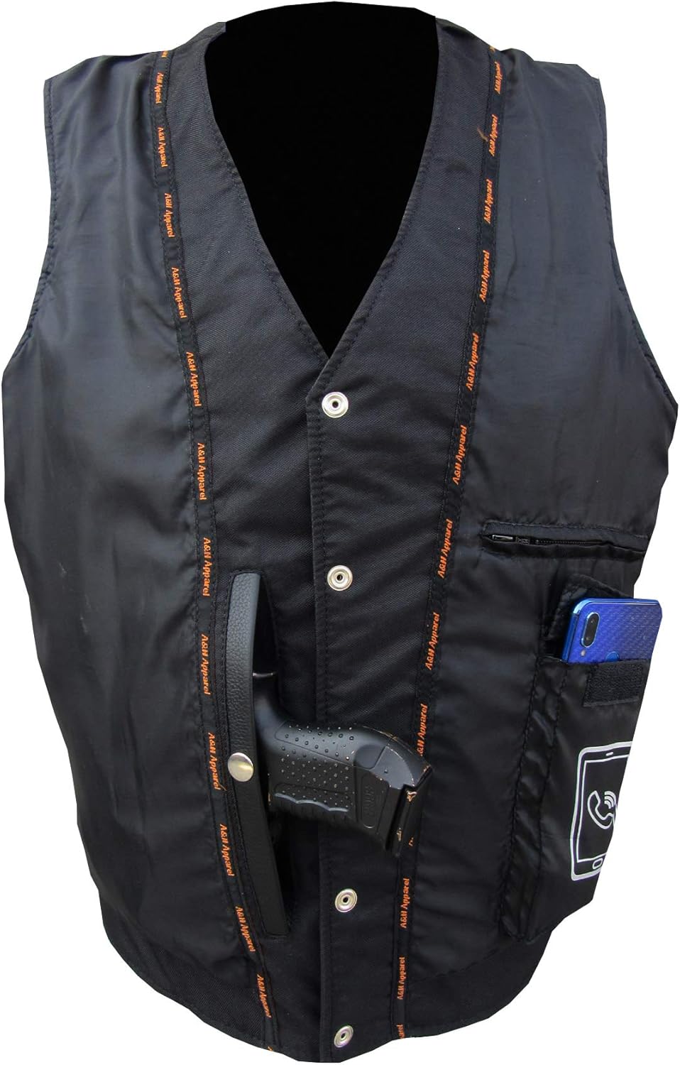 A&H Apparel Mens Motorcycle Genuine Cowhide Leather Biker Concealed Carry Durable Vest Small