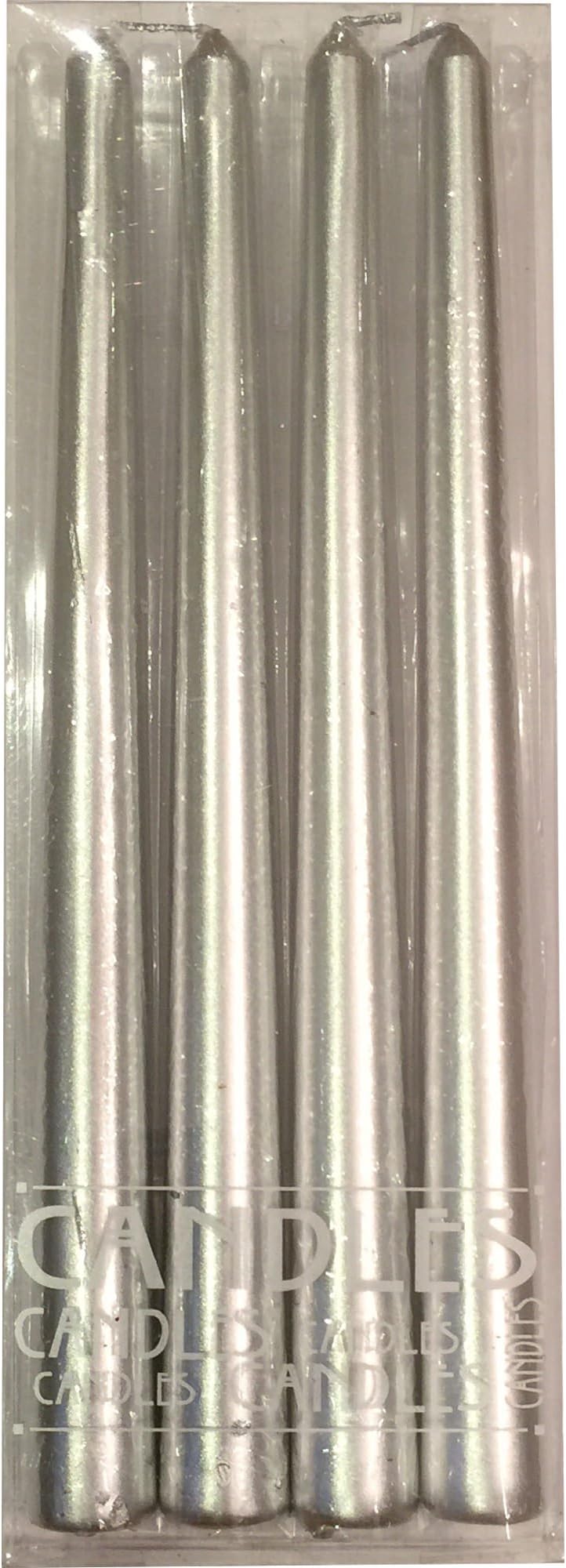 Father Christmas Set of 4 x 25cm Silver Taper Candles-Christmas Decoration
