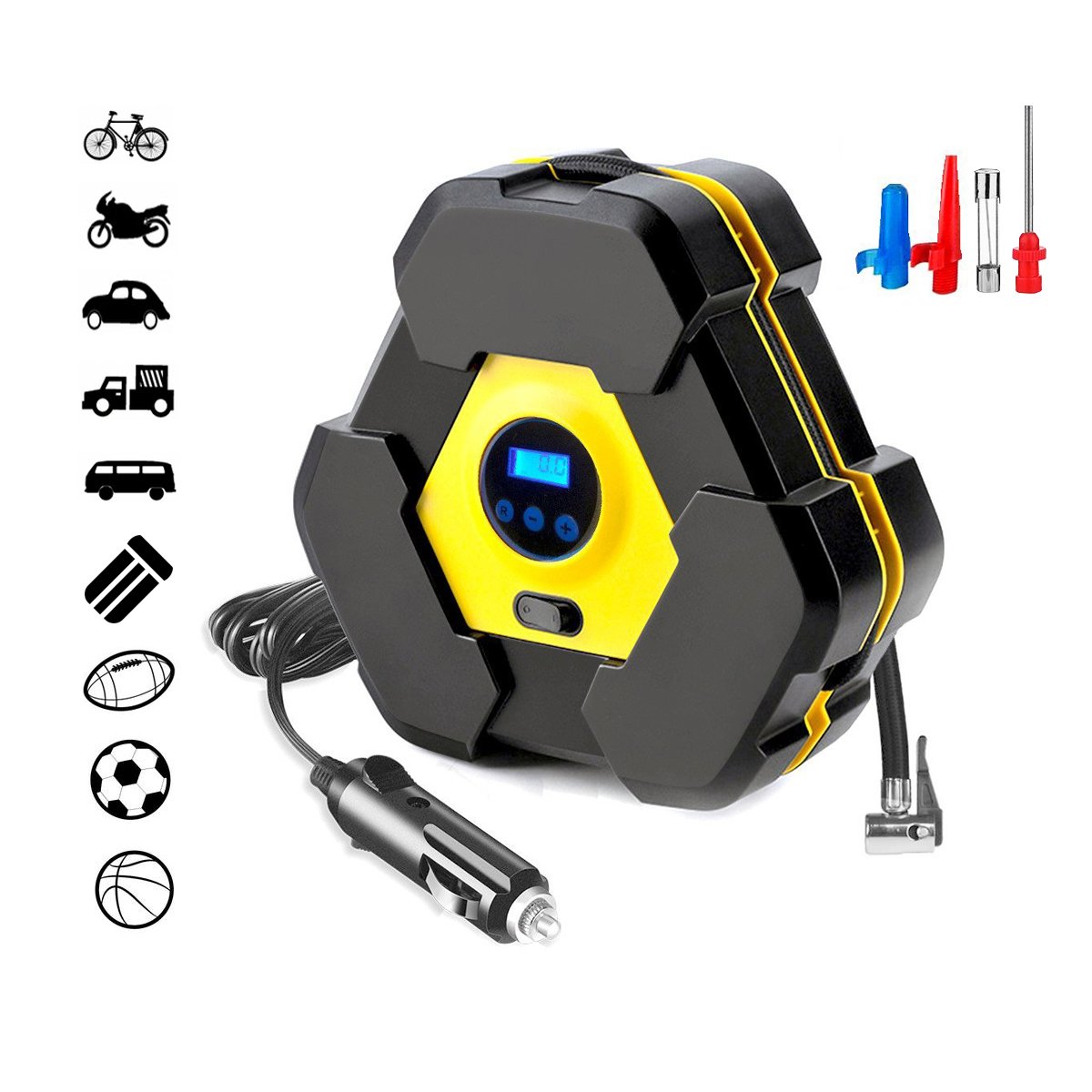 Amazon.com: Portable Tire Inflator Pump Air Compressor 12v for Car SUV  Motorbike Bicycle Air Mattresses Airboat Airbed Basketballs and Other  Inflatables: ...