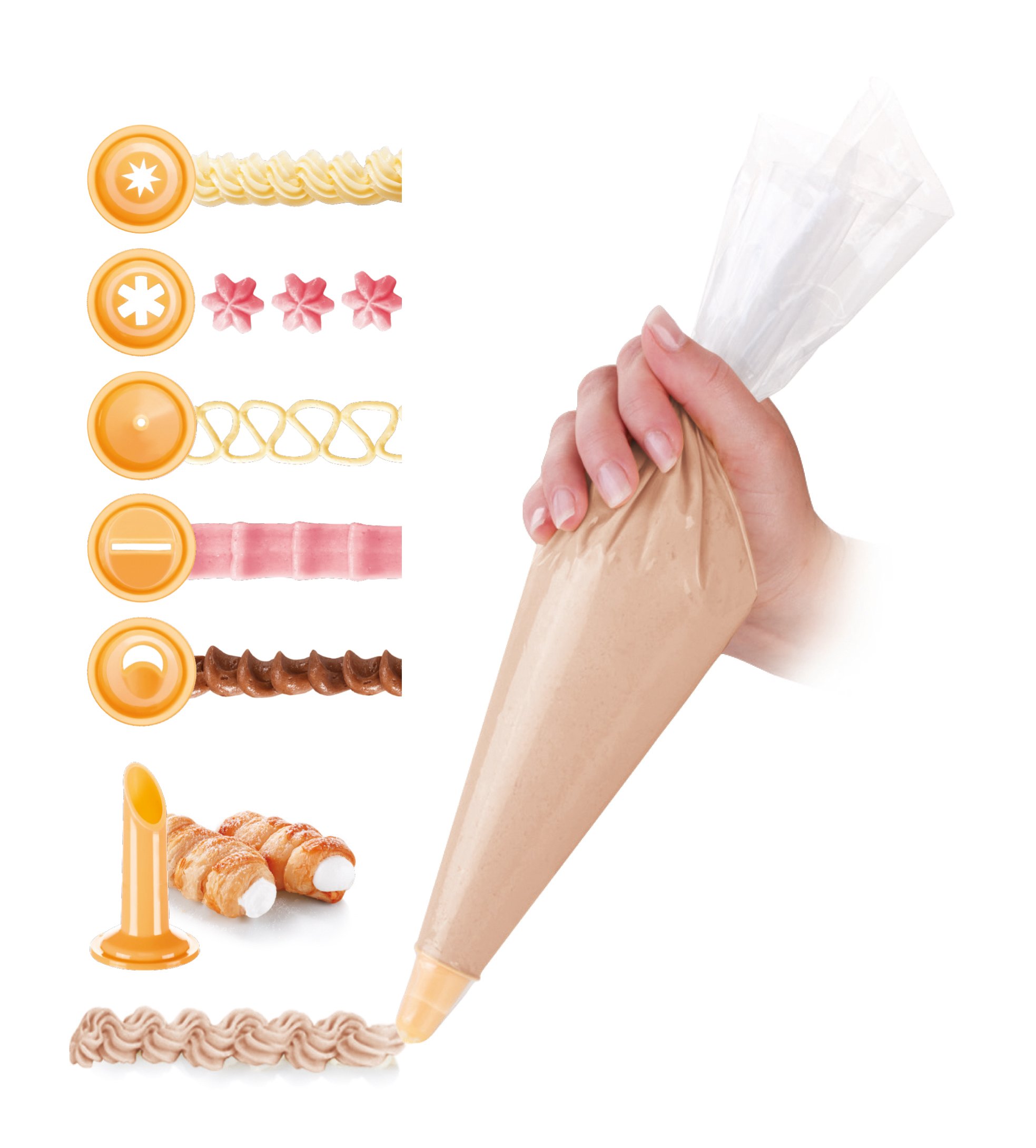Tescoma Decorating Bag, 10 Pcs, 6 Nozzles Delicia, Assorted, 22 x 12.5 x 3.2 cm