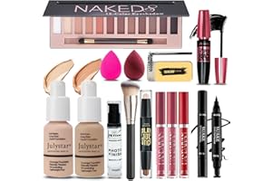 GEYOMI All in One Makeup Kit for Women Full Kit, Makeup Set 12 Colors Eyeshadow, Foundation & Primer, Lipsticks, Eyeliner, Mascara, Contour Stick, Brow Soap, Brush & Sponge, Make Up Gift Set for Women, Teens
