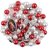 Catholic Town Rosary Necklace Divine Mercy centerpiece & Cross Crucifix (ROSGPDM-WR)
