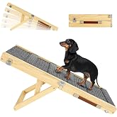 Pawaboo 2026 Upgraded Small Dog Ramp for Couch Foldable, 5 Ajustable Height | Height from 9.8" to 20.5", Portable Stable Pet Steps with Non-Slip Pad, Pet Ramps Use for Sofa Couch Stairs, Wood