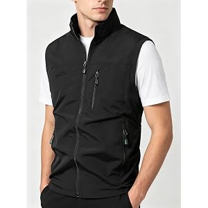 Men's Lightweight Vest Sleeveless Outdoor Jacket Water Resistant Windproof Utility Vest with Multiple Pockets