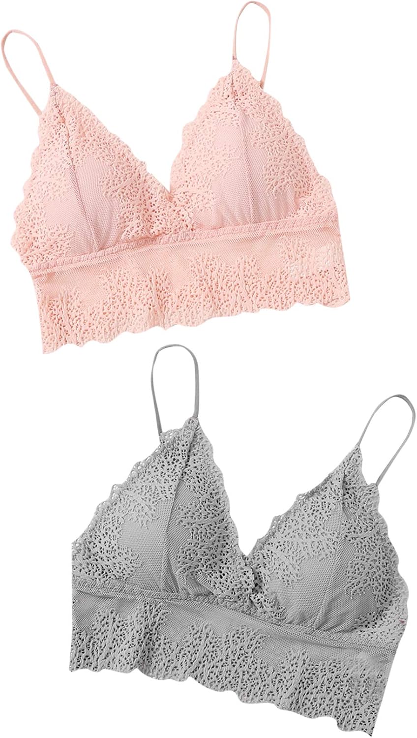 DIDK Women's 2Piece Lace Bra Padded Push Up Bra Without Underwire