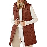 EVALESS Long Puffer Vest Women Sleeveless Hooded Puffer Jacket Lightweight Quilted Jackets Winter Warm Zip Up Coat Outerwear